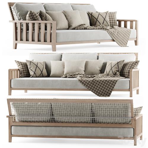 Three-seater garden sofa with plaid / Three-seater garden sofa with plaid