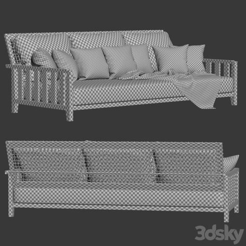 Three-seater garden sofa with plaid / Three-seater garden sofa with plaid