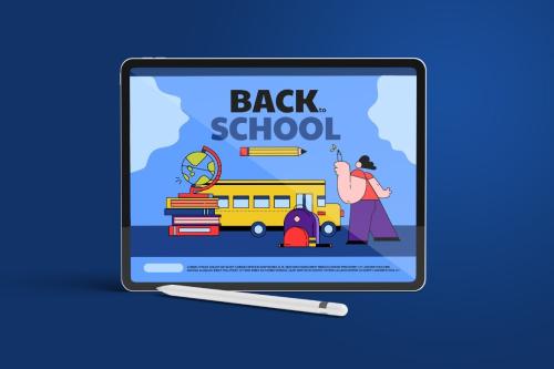 Blue Back to School Illustration Set