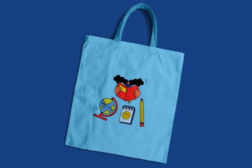 Blue Back to School Illustration Set