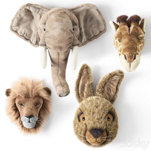 ANIMAL HEAD WALL BUSTS Elephant Giraffe Hare Lion