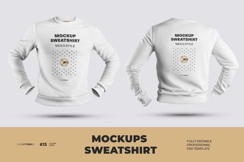 2 Mockups Mens Sweatshirt. Front and Back View