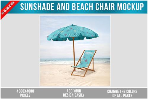 Sunshade and Beach Chair Mockup