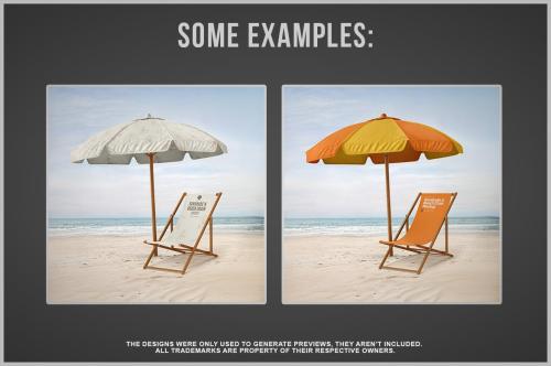 Sunshade and Beach Chair Mockup