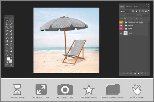 Sunshade and Beach Chair Mockup