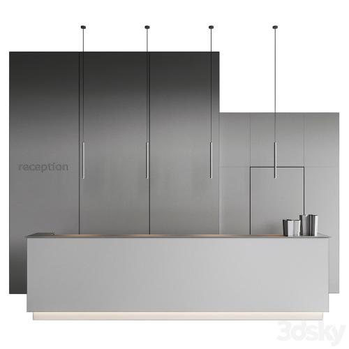 metal water reception desk