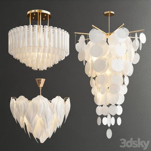 Decorative White Glass Chandelier - 3 type