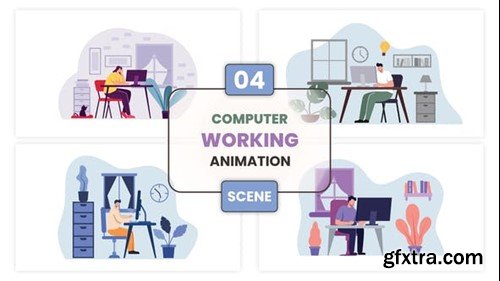 Videohive Computer Working Animation Scene 53223096