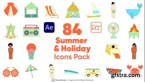 Videohive Summer & Holiday Icons Pack For After Effects 53204476