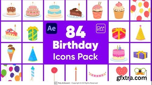 Videohive Birthday Icons Pack For After Effects 53166596