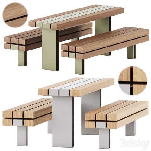 KONG Outdoor Sectional Bench and Table by Vestre