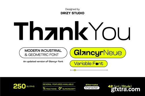 GlancyrNeue – Modern Geometric Industrial Font V2KK6KE