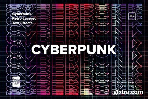 Cyberpunk Retro Layered Text Effects FC98PY8