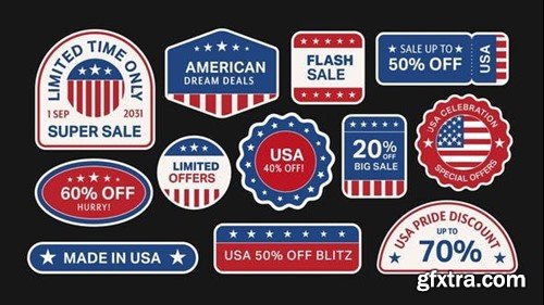 Videohive Animated American Stickers Set 53263901