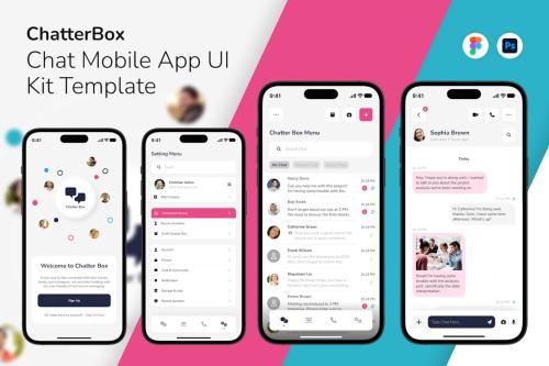Chat Message Mobile App UI Kit Template