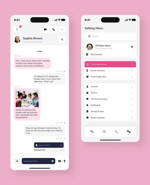Chat Message Mobile App UI Kit Template