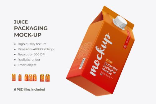 Juice Carton Container Mockup