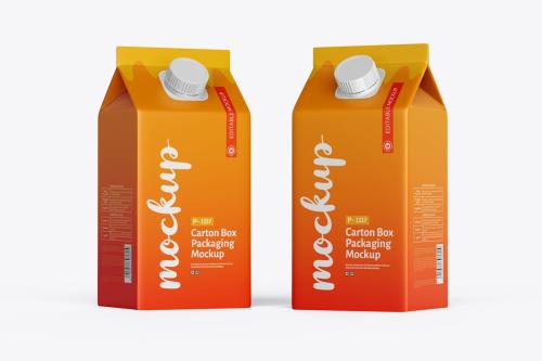 Juice Carton Container Mockup