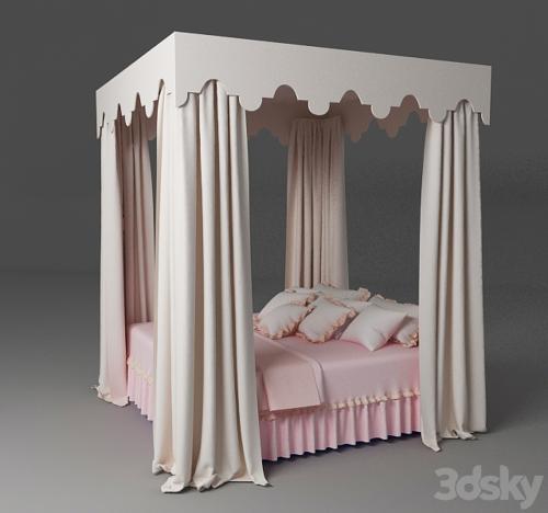 bed with a rectangular canopy