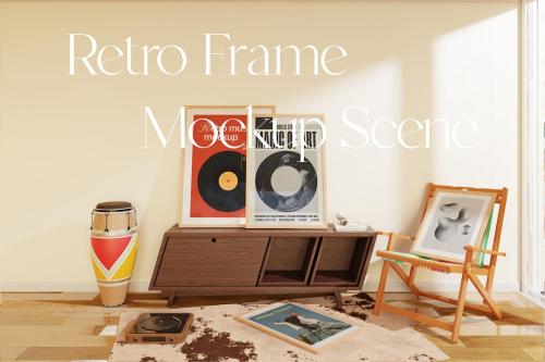 Retro Frame Mockup Scene