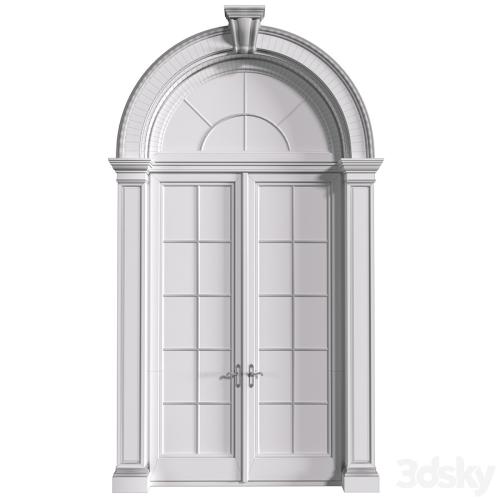 Arc Classical frame window.Entrance to the house.Front Door.Arched Opening.Outdoor Entrance classic door.External Doors. Exterior Door.Street Doors