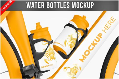 Water Bottles on the Bike Mockup