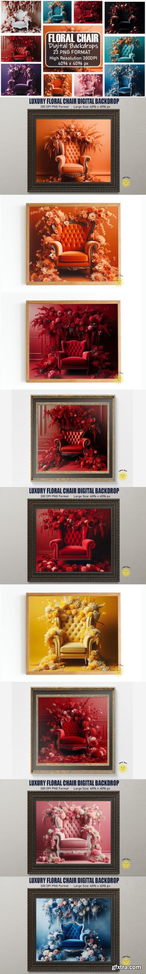 Luxury Floral Chair Digital Backdrops