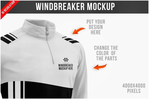 Windbreaker Mockup - Half Side View