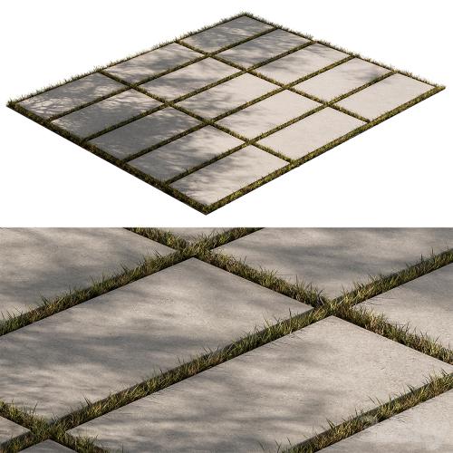 Concrete Slab with Grass - Paving 03