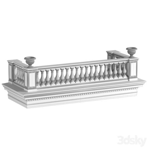 Classic balcony with balustrade. Classic balcony balustrade