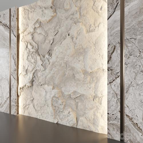 Wall panel with a white rock