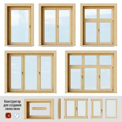 Set of wooden windows 2 + Designer