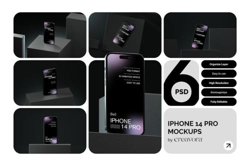 Black iPhone 14 Pro Mockups
