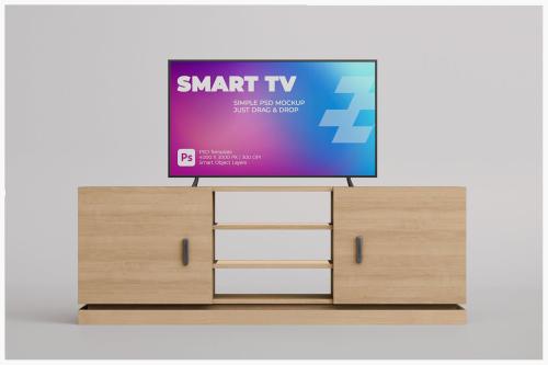 Smart TV Display with Cabinet Mockup