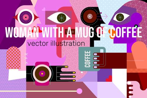 Woman With A Mug Of Coffee vector illustration