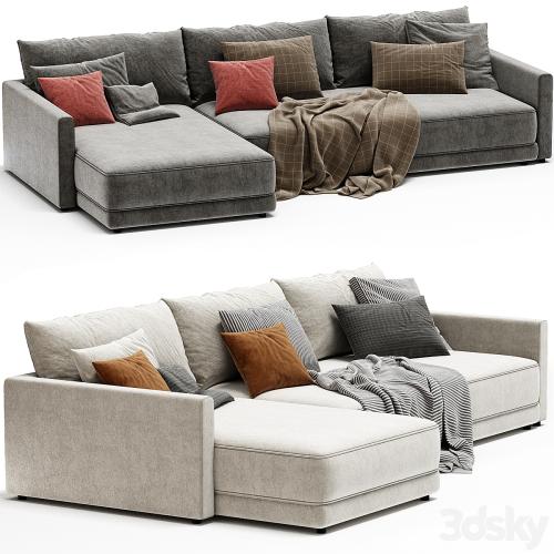 Gather Deep 2 Piece Left Arm Wide Chaise Sectional Sofa