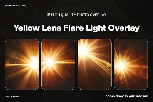 15 Yellow Lens Flare Light Overlay