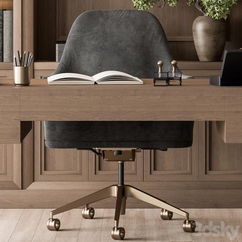 Classic Boss Desk and Library Wood Set - Office Furniture 278