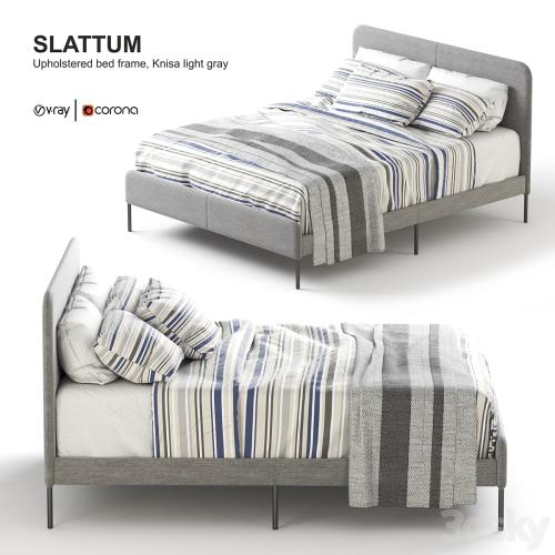 Ikea SLATTUM Upholstered bed frame, Knisa light gray.