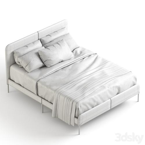 Ikea SLATTUM Upholstered bed frame, Knisa light gray.