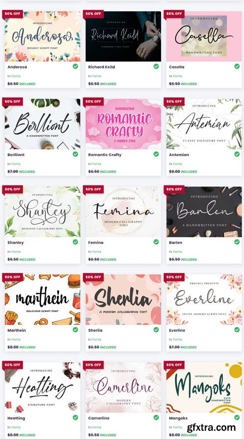 Beauty Handwritten Font Bundle - 43 Premium Fonts