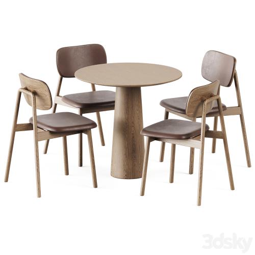 Table P.O.V. D80 by Ton and Wooden Klara Chair Upholstered by Moroso
