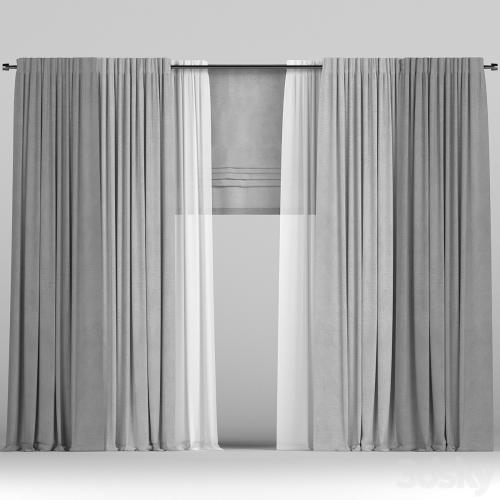 Curtains with roman and tulle.