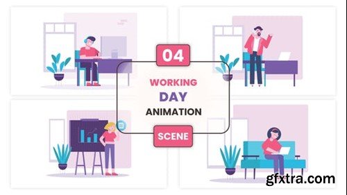 Videohive Working Day Animation Scene 53499298