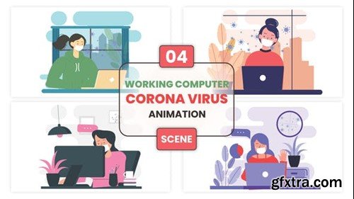 Videohive Working Computer Corona Virus Animation Scene 53499174