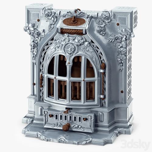 Antique Fireplace Lent Moyen Vif Salamandre