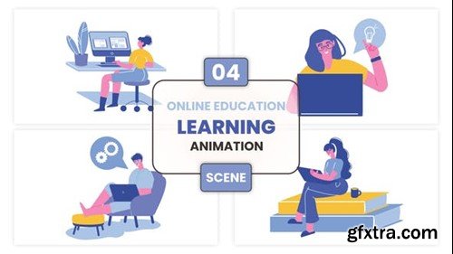 Videohive Online Education learning Character Animation Scene Pack 53532420