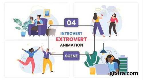 Videohive Introvert Extrovert Concept Animation Scene 53532189