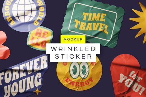 Wrinkled Sticker Mockup