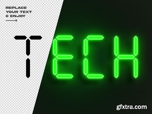 Futuristic 3D Green Light Tech Text Effect AADSJAZ